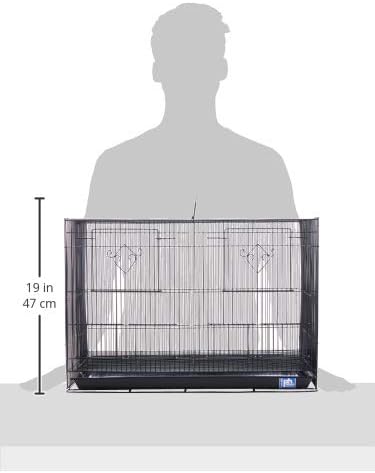 Prevue Pet Products Divided Flight Cage - Large Flight Cage for Small Birds, Stand Alone Enclosure with Divider, Designed for Exercise & Activity, Durable Metal Wire Frame - Black