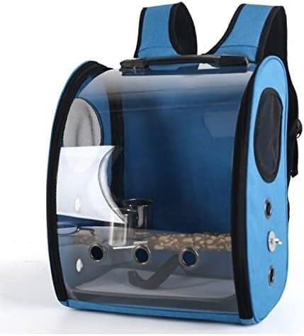 Birdcas Transparent Parrot Backpack Sling Bag for Travel & Hiking - Lightweight, Waterproof, Pet Carrier with Cup Holder (Blue)