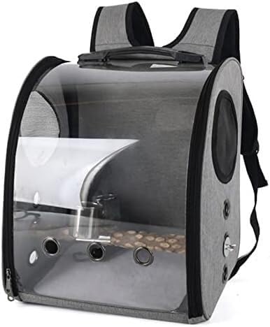 Birdcages Parrot Backpack Sling Backpack Transparent Travel Cage Cup for Travel and Hiking(Grey)