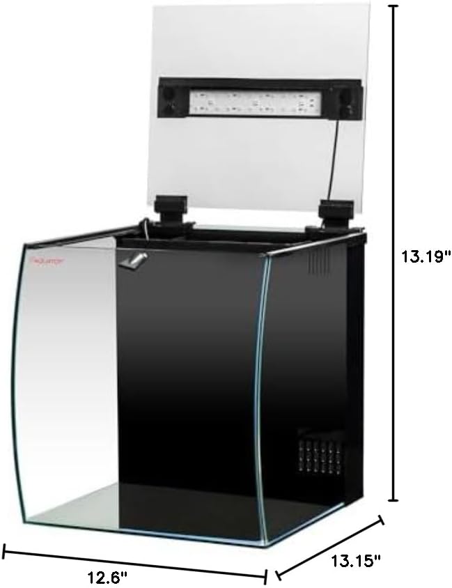 Aquatop 8.6 Gallon Bow Front Glass Aquarium Kit with Filter and LED Lighting - All in One Desktop Fish Tank, Ideal for Freshwater and Saltwater, BFK-08