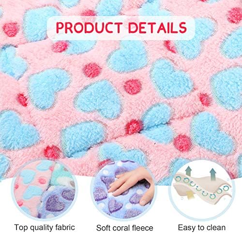 Jetec 3 Pcs Bunny Guinea Pig Beds Soft Bunny Mats Warm Guinea Pig Mat Small Animal Bed Pads Fleece Sleeping Pads for Indoor Rabbit Hamster Squirrel Hedgehog Chinchilla(Fleece,Heart,Purple)