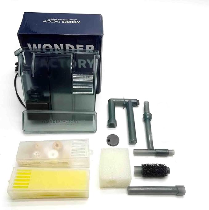 Fish Tank Filter 100GPH, HOB Aquarium Filter with Adjustable Flow, Detachable 3-Stage Filtration System, Hang on Back Filter with Ceramic Ring, Sponge Filter, and Oil Skimmer, Up to 15 Gallon Tanks