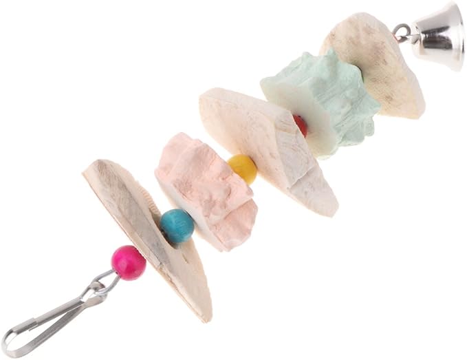 Parrot Chewing Toy, Bird Beak Grinding Stone Bell, Lava Block Calcium Supplement Food African Greys Amazon Conure Eclectus Budgies Parakeet Cockatiel Hamster Chinchilla Rabbit