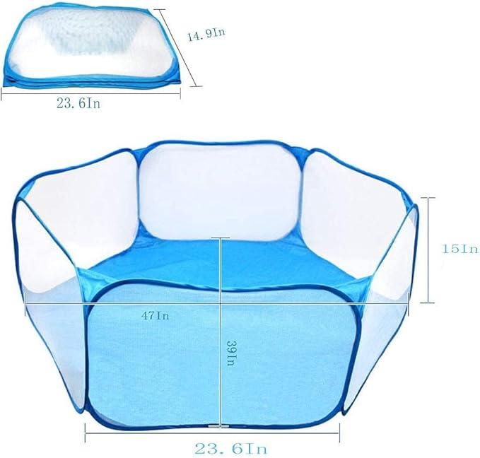 Hamster Foldable Exercise Playpen, Breathable and Transparent Pet Playpen, Indoor/Outdoor Cage Small Animal Fence for Syrian Hamster Rats Chinchillas Rabbit Guinea Pigs Gerbils Hedgehogs Reptiles