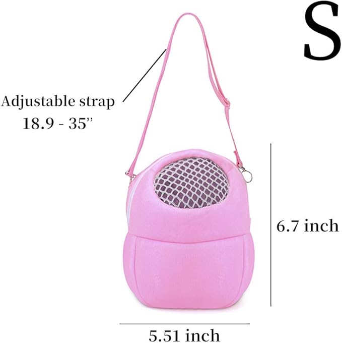 WishLotus Hamster Carrier Bag, Portable Outgoing Travel Handbags with Nylon Straps Small Pet Pouch for Hamster Rat Mini Hedgehog (Pink, S)