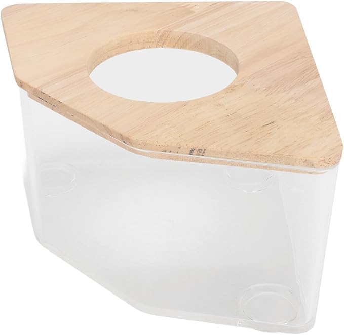 Focket Sand Bath for Hamsters, Transparent Design Hamster Sand Bath Container, Chinchilla Dust with Short Leg Stand Space Saving Right Angle for Dwarf Pets Small Animals