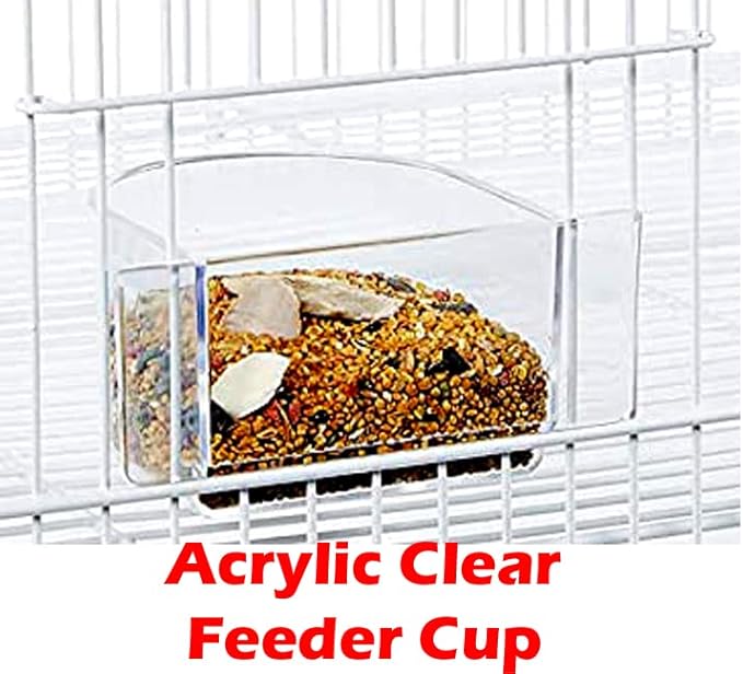 1/2/3-Combo Stacker Center Divided Breeder Breeding Bird Flight Double Rolling Cage for Aviaries Canaries Cockatiels Lovebirds Finches Budgies Small Parrots (White Vein, Two Stacker)