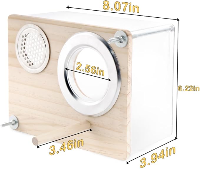 VTurboWay Bird Nesting Box for Window Parakeet Transparent Breeding Box Cage Nest for Small Bird Parrot Parakeet Cockatiel Budgie Conure Lovebird Finch