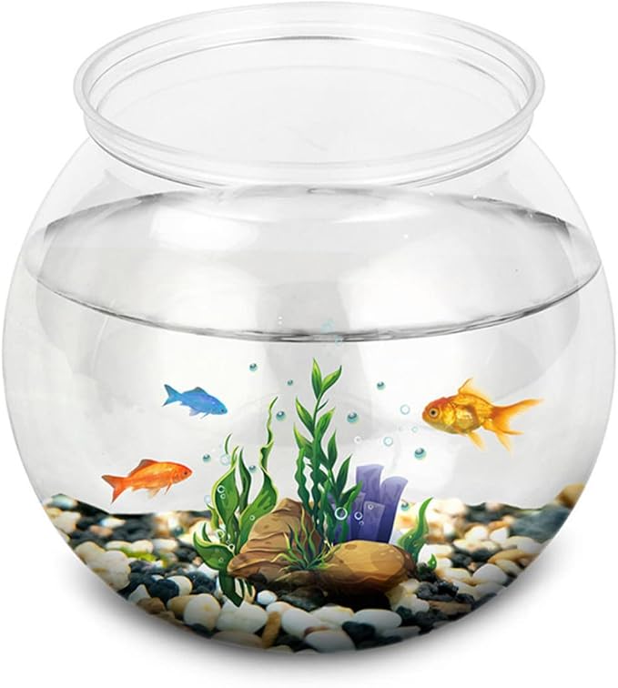 DOITOOL Round Fish Bowl for Betta Fish 3 Gallon Inexpensive Plastic Tank Portable Desktop Aquarium for Home Office