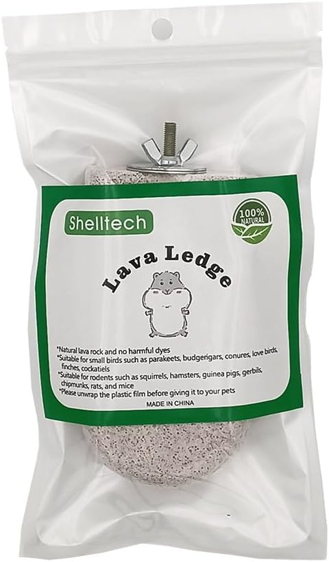 Shelltech Pumice Lava Ledge for Birds, Chinchillas, Hamsters, Parrots - Teeth & Beak Grinding Block - 1 Pack