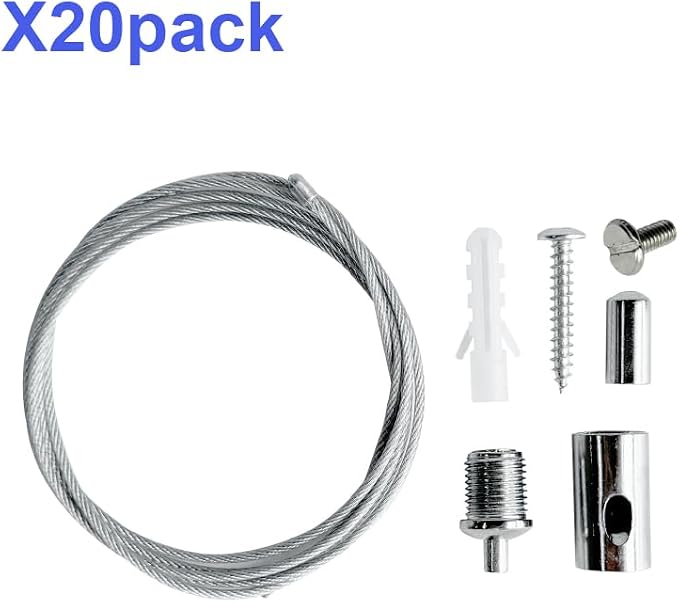 HAMRVL 20-Pack Hexagon Garage Lights Lighting Suspension Cables Kit - 3.28ft/1M Hexagon LED Lights Adjustable Steel Hanging Chain, Light Suspension Kit for Hexagon Lights Aquarium Lights, Load 6.6 lb