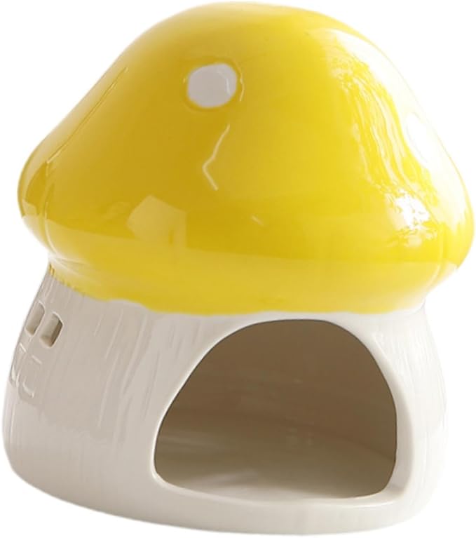 Ceramic Hamster House Guinea Pig Hideout Outdoor Creative Sturdy Habitat Hideaway House for Rats Chipmunk Squirrels, Yellow