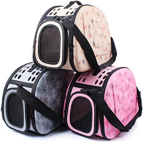 Foldable Pet Dog Cat Carrier Cage Collapsible Travel Kennel - Portable Pet Carrier Outdoor Shoulder Bag for Puppy Dog Cat Small Medium Large Animal (M, Beige)