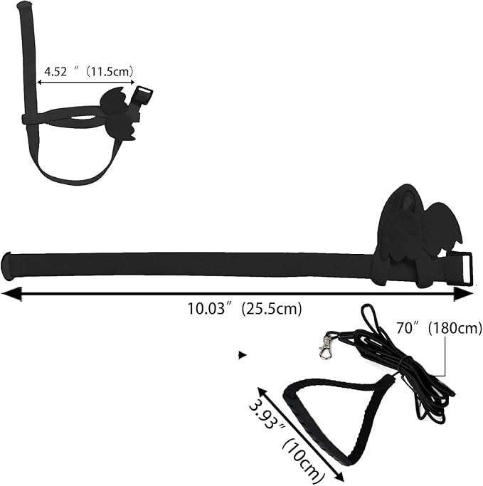Birds Harness Leash Outdoor Flying Escape-Proof Adjustable Training Design Anti-Bite Bird Rope with Cute Wing for Parrots Scarlet Keck Mini Macaw Love Birds (Black)