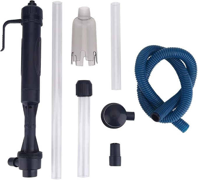 Keenso Vacuum Fish Cleaner Tools for Aquarium Water Changer with Thermometers Fish Net Kit for Gravel and Sand Cleaning