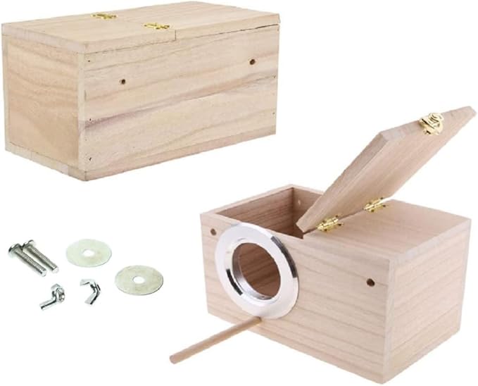 Bird Nest Breeding Box Cage Wood House for Finch Lovebirds Cockatiel Budgie Conure Parrot (M-9.8 X 5.1 X 5.3IN)