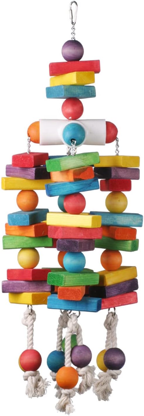 Super Bird Creations - SB478 XL 4 Way Play Bird Toy - Colorful Wooden Blocks, Ringing Bell, and Bird Swing - Perfect Chew Toys for Macaws Parrots & Amazons - Ideal for Large to Extra Large Birds