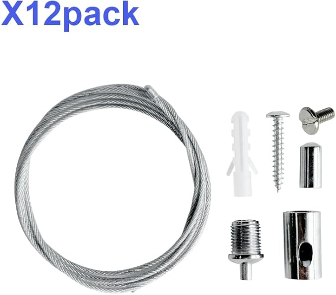 HAMRVL 12-Pack Hexagon Garage Lights Suspension Cables Kit - 3.28ft/1M Hexagon LED Lights Adjustable Steel Hanging Chain, Light Suspension Kit for Hexagon Lights,LED Panel Aquarium Lights, Load 6.6 lb