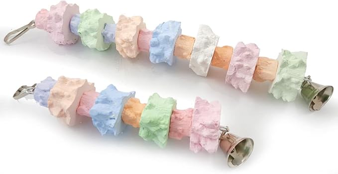 Bird Parrot Hanging Chew Toys, Colorful Parrot Beak Grinding Calcium Stone with Bell Parrot Beak Trimmer Stone Parakeet Toys Bird Cage Accessories for Cockatiel Budgies Rat Hamster Rabbit