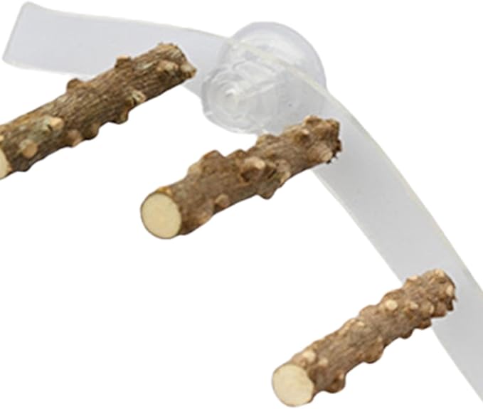 Suction Cup Wood Perch Toy, Wood Bird Perch Cage Accessories, Style C