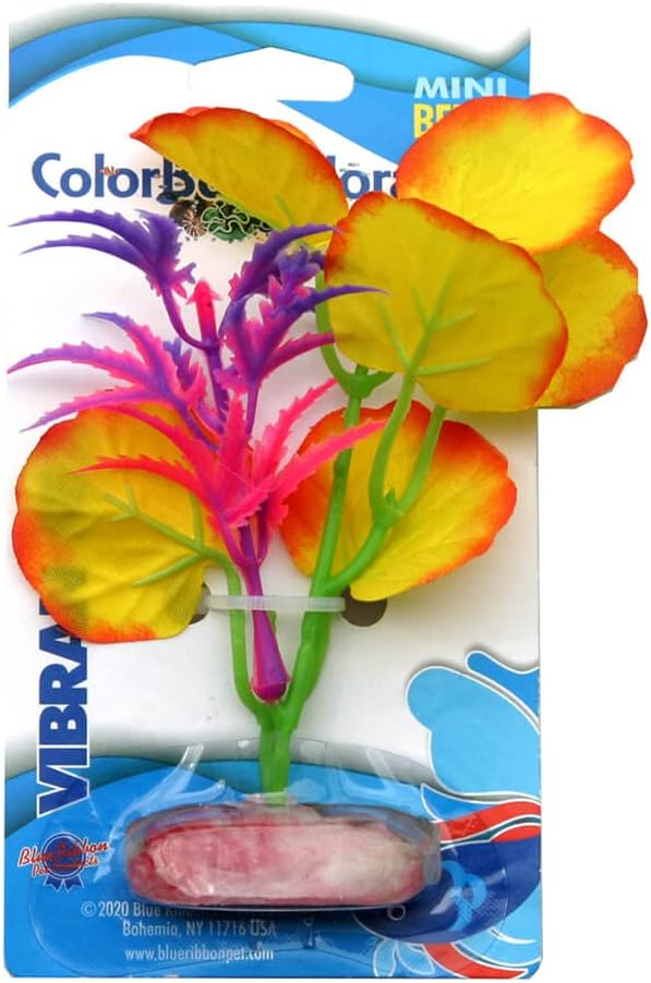 ColorBurstFlorals Yellow Lily Leaf Mini Betta Silk Aquarium Plant