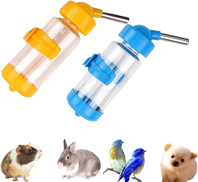 2 PCS Pet Cage Water Bottle No Drip Small Animal Water Bottle, Hanging Hamsters Water Bottle,for Rabbit, Guinea Pig, Hedgehog, Squirrel, Hamster,Random Color