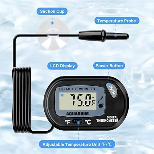 iPower 6 by 8-Inch 8W Reptile Heat Mat, LCD Digital Aquarium Thermometer, Under Tank Warmer Terrarium Heat Pad for Turtles Lizards Frogs and Other Small Animals