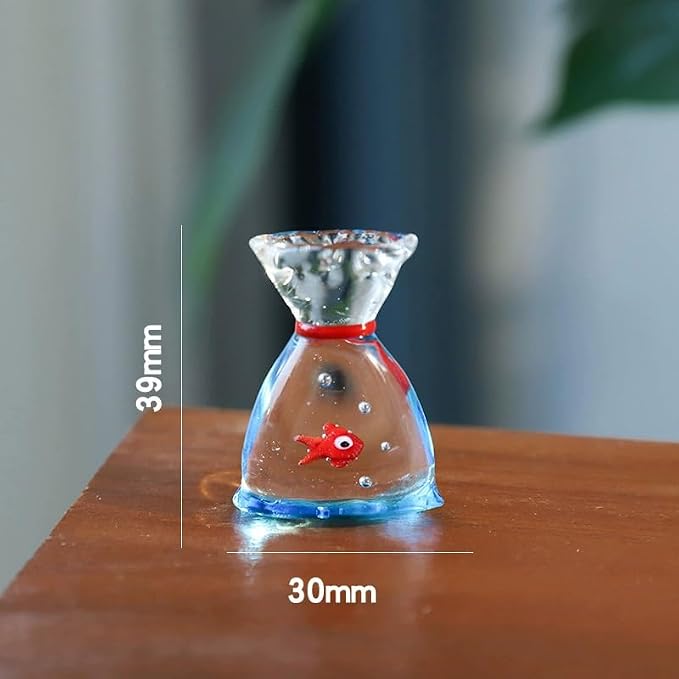 Miniature Glass Goldfish Decor Lucky Bag Fish Desktop Ornaments Cute Bubble Figurine Decorative Cartoon Aquarium Fish Statue Gift for Seaworld Ocean Lover (Big Lucky Bag Fish)