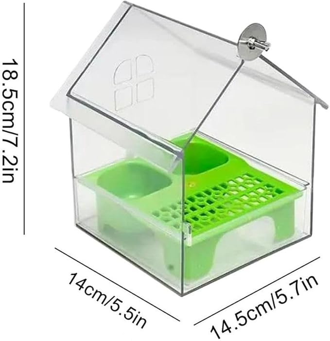 Pull-Out External Parrot Feeder,2025 New Multi-Function Hanging Mess-Free Bird Feeder,with Two Food Troughs, Pull-Out Design,Easy to Fill/Clean,Long-Lasting Outdoor Use for Finch and Hummingbird
