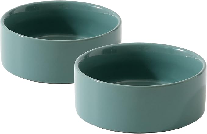 Havniva Cat Bowls Water Bowl Set of Two, 6.1” Ceramic Cat Food and Water Bowl Whisker Friendly Pet Food Bowls for Indoor Cats, Wide Cat Water Dish Prevent Whisker Fatigue Non Slip Cat Feeder