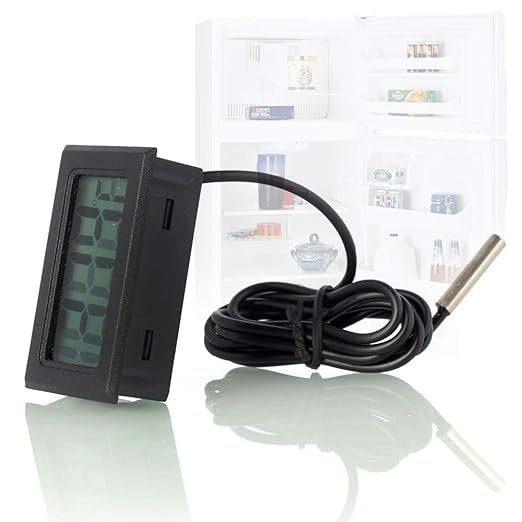 3pcs Black Digital LCD Thermometer Temperature Monitor with External Probe for Fridge Freezer Refrigerator Aquarium (Fahrenheit)