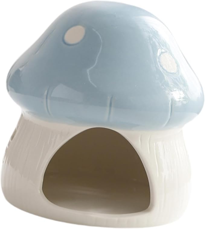 Ceramic Hamster House Guinea Pig Hideout Outdoor Creative Sturdy Habitat Hideaway House for Rats Chipmunk Squirrels, Blue
