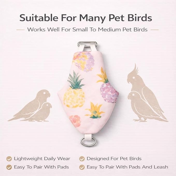 2PCS Pigeon Diaper Harness Kit with Disposable Pads and Flight Training Leash, Reusable Pigeon Pants Harness for Indoor Use, Adjustable Bird Harness for Pigeon Training (XL)