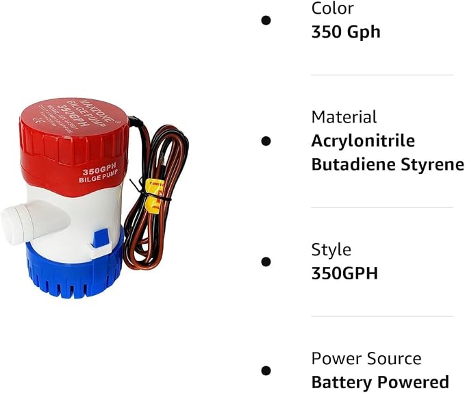 Submersible Boat Bilge Water Pump 12v Non-Automatic Marine Electric Bilge Pump for Ponds, Pools, Spas Silent, Boat Caravan RV Submersible