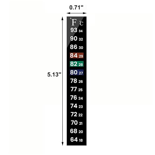 AQUANEAT 6 PCS Aquarium Thermometer Strips, Fish Tank Thermometer Sticker, Terrarium Water Temperature Test (5.13" x 0.71")