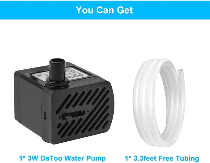 DaToo 50GPH 3W Small Submersible Water Pump Mini Fountain Pump Ultra Quiet For Aquarium Fish Tank Pond Statuary Hydroponics
