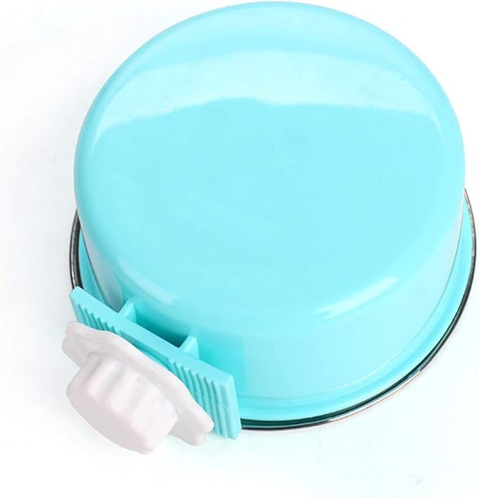 Crate Dog Bowl,Removable Stainless Steel Water Food Feeder Bowls Crate Coop Cup,Pet Cage Bowls with Bolt Holder for Cat, Puppy, Birds, Rats, Rabbits Small Animals ((Blue+Pink) Round, Large)