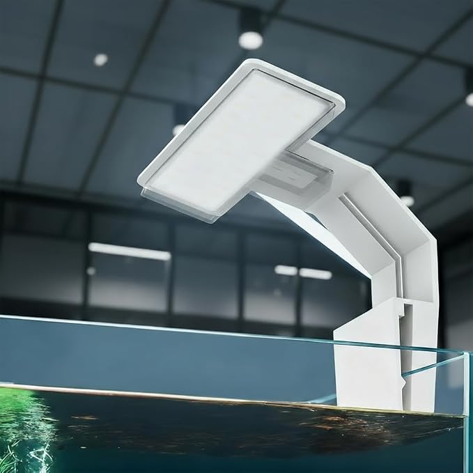 Clip-on Aquarium Light,Full Spectrum LED Fish Tank Plant Light with 4 Colors Dimming for Up to 0.7cm Thickness Tank