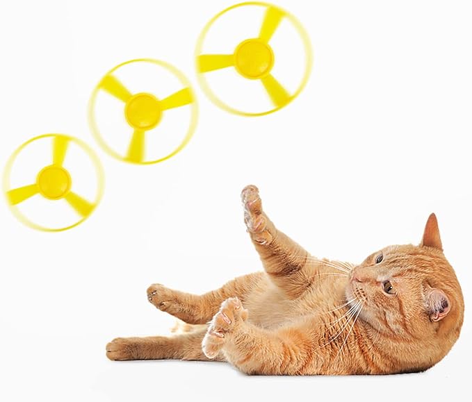 Berry President Flying Saucer Toy, Flying Disc Launch Playset with Rotating Flash Light, Indoor Outdoor Twist Shoot Toy for Kids Aged 3 Years Old & Up (Yellow)
