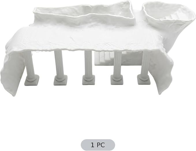 Roman Column Fish Tank Decoration, White Resin Aquarium Ornament, Realistic Ancient Castle Design, Multiple Entry Points, Safe Cave Hideout for Fish