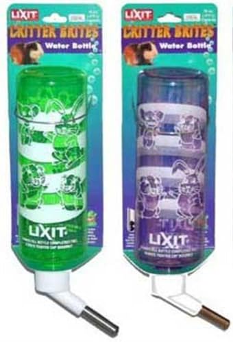 Lixit® Critter Bright Water Bottles for Hamsters, Rabbits, Chinchillas, Ferrets, Guinea Pigs and Other Small Animals - Made in USA (Blue (Pack of 1), 16 Ounce)