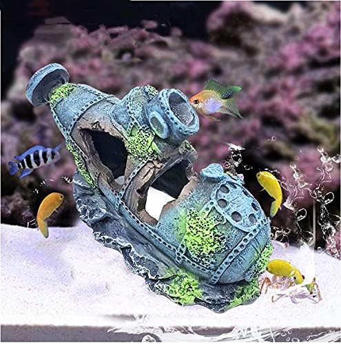 Ulalaza Aquarium Decorations Landscaping Tree Stump Hole Rock Cave Hideouts Stone Fish Tank Resin Driftwood Painted with Realistic Details Over House Supplies Castle Accessories
