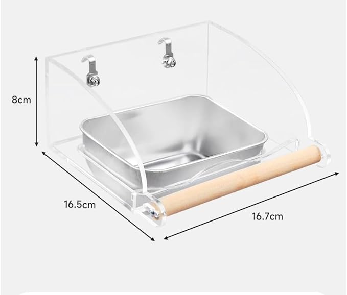 Bird Cage Seed Catcher Feeder with Perch and Anti-Slip Stand, Parrot Food Bowl for Medium Birds, Conures, Caiques, Small Cockatoos (L)