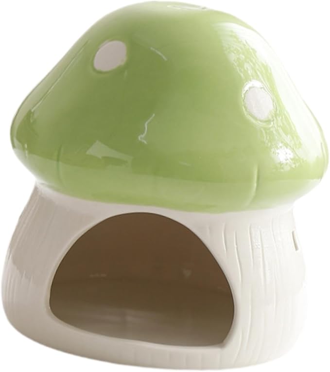 Ceramic Hamster House Guinea Pig Hideout Outdoor Creative Sturdy Habitat Hideaway House for Rats Chipmunk Squirrels, Green