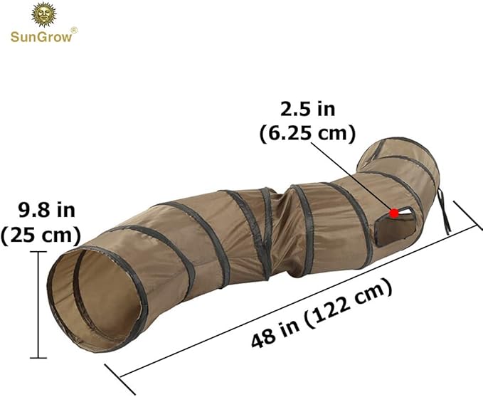 SunGrow Collapsible Tunnel for Cat, 47.2" x 9.8" Lightweight Polyester with Steel Frame Tube, Includes Carrying Case, Cat Accessories and Supplies, Brown and Black