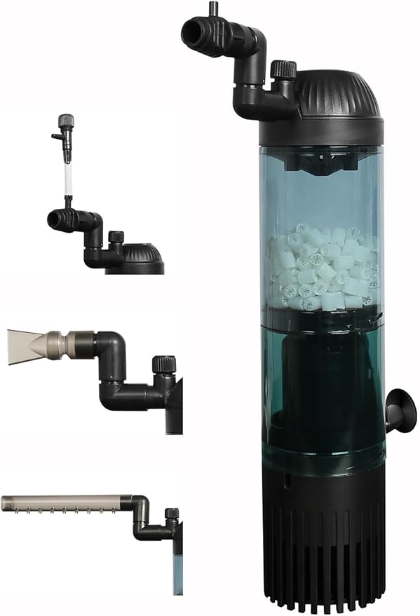 UPETTOOLS Aquarium Filter Fish Tank Filter with Fluid Bed Sponge Filter Multiple Function Ultra-Silent Filter for Saltwater Freshwater 20-60 Gallon