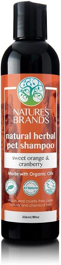 Natural Pet Shampoo by Herbal Choice Mari (Sweet Orange & Cranberry, 8 Fl Oz Bottle) - Made with Organic Ingredients - No Toxic Synthetic Chemicals