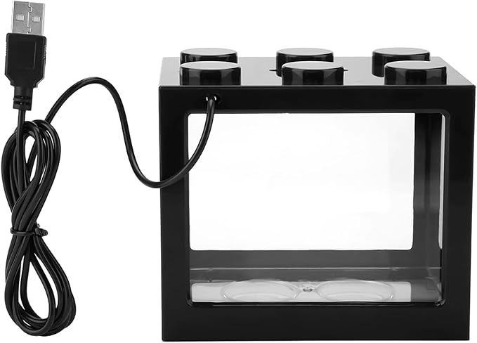 Zerodis Small Fish, Acrylic Mini Fish Desktop Mini Aquarium Bowl for Goldfish Aquarium Starter Kits with USB LED Light Office Tea Table Decor