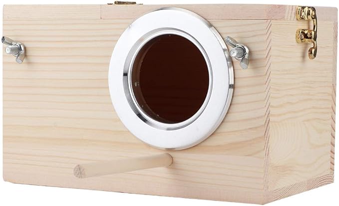 Parakeet Nesting Box, Bird Nest Breeding Box with Perch Wood Bird Cage Bird Nest Bird House for Cage Parrots Mating Box Wood Breeding Box for Cockatiel Parrots and Other Small Birds, 12x12x19.5cm