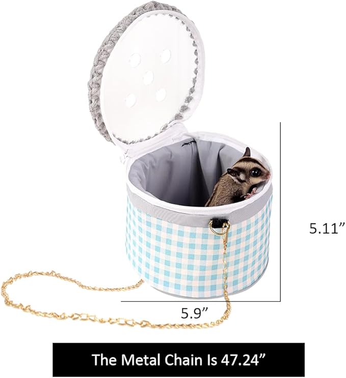 La La Pet® Creative Hamster Carrier Bag with Adjustable Chain Small Pet Travel Bag Sugar Glider Carrier Bag Hedgehog Carrier Bag Guinea Pig Carrier Bag for Outdoor Use